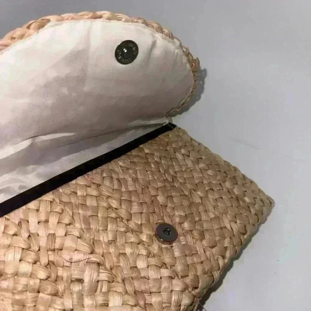 Straw Envelope Clutch Bag Woven Braided Handmade Rattan Summer Beach luxury - Picture 3 of 7
